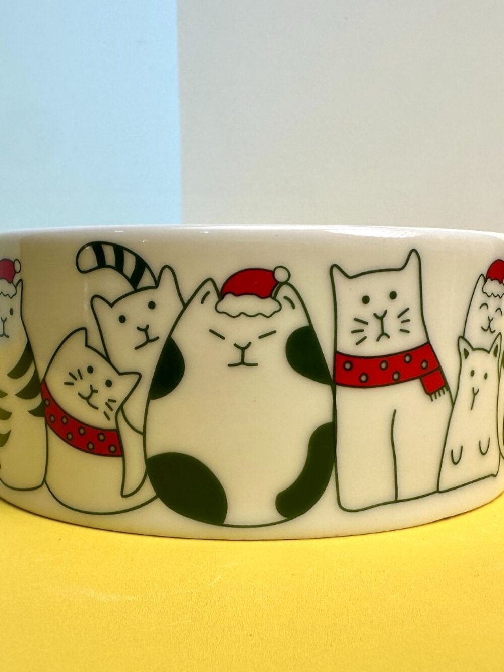 Christmas Cat Print Ceramic Bowl – Brand New
